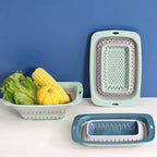 2-in-one silicone basket for washing and draining fruits and vegetables, foldable kitchen colander