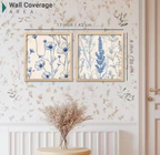 Blue Botanical - Floral Wall Art Painting (Set of 2, 8×8 Inch, Framed)