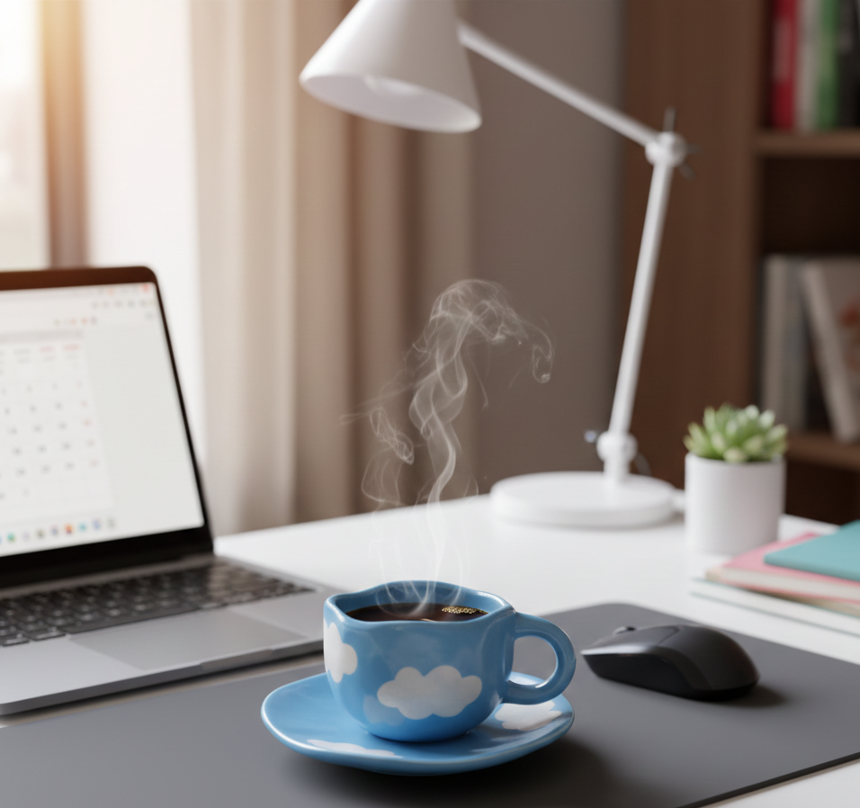 Artisan ceramic cup and saucer for tea and coffee