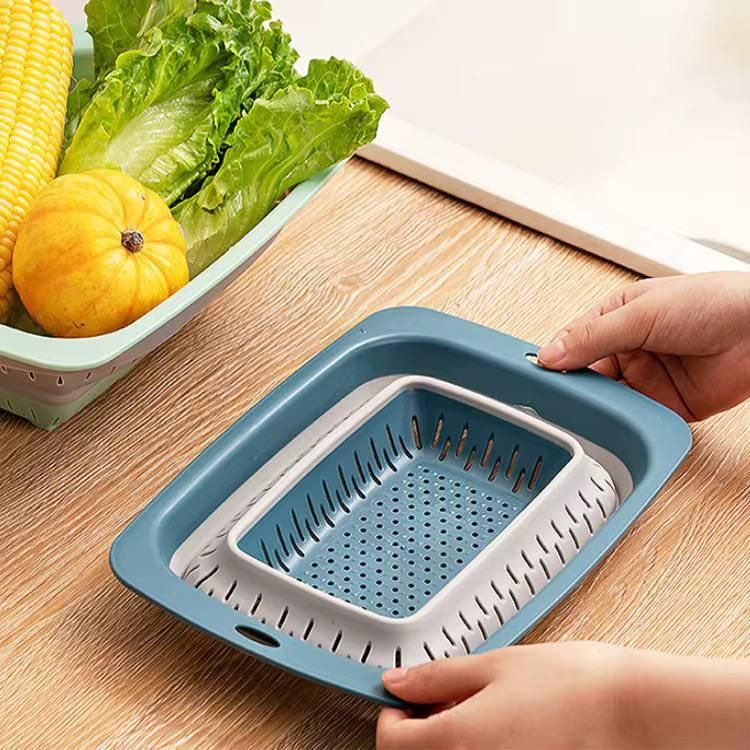 Collapsible silicone colander basket in assorted colors for washing vegetables and fruits