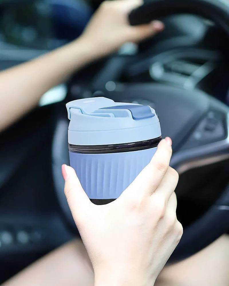 300ml glass tumbler with spill-proof lid and straw for home and office use